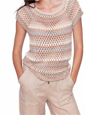 CHARLIE B crochet cap sleeve top in pebble size large cottage core whimsical